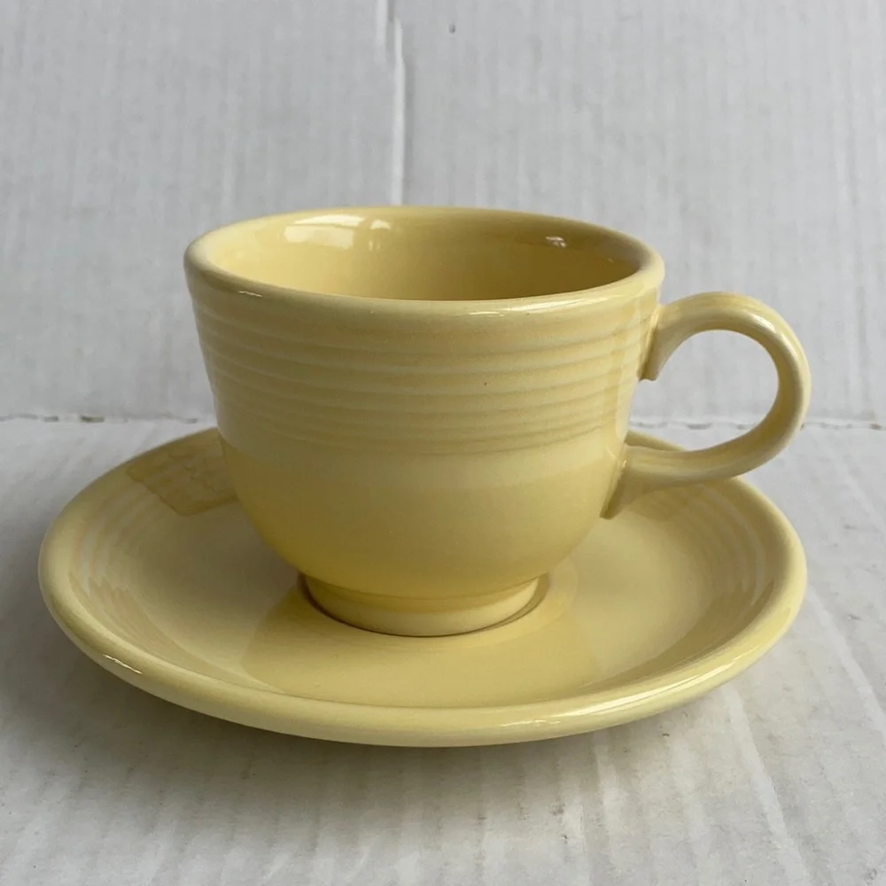 Fiesta yellow tea cup and saucer